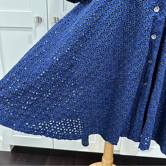 Neiman Marcus Long Blue Flare  Eyelet Jacket - Cotton Size 4 - Picture 6 of 8